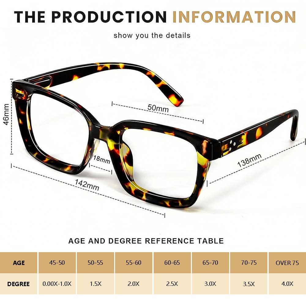 ✨👓Tortoiseshell Reading Glasses – Blue Light Blocking Oversized Square Readers