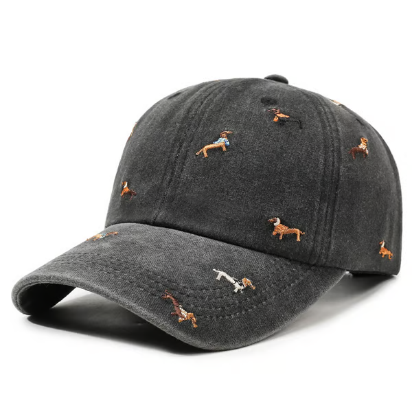 🧢 LIMITED-TIME 30% OFF! Retro Washed Cotton "Dachshund" Cap – Minimalist Multi-Embroidery Dad Hat