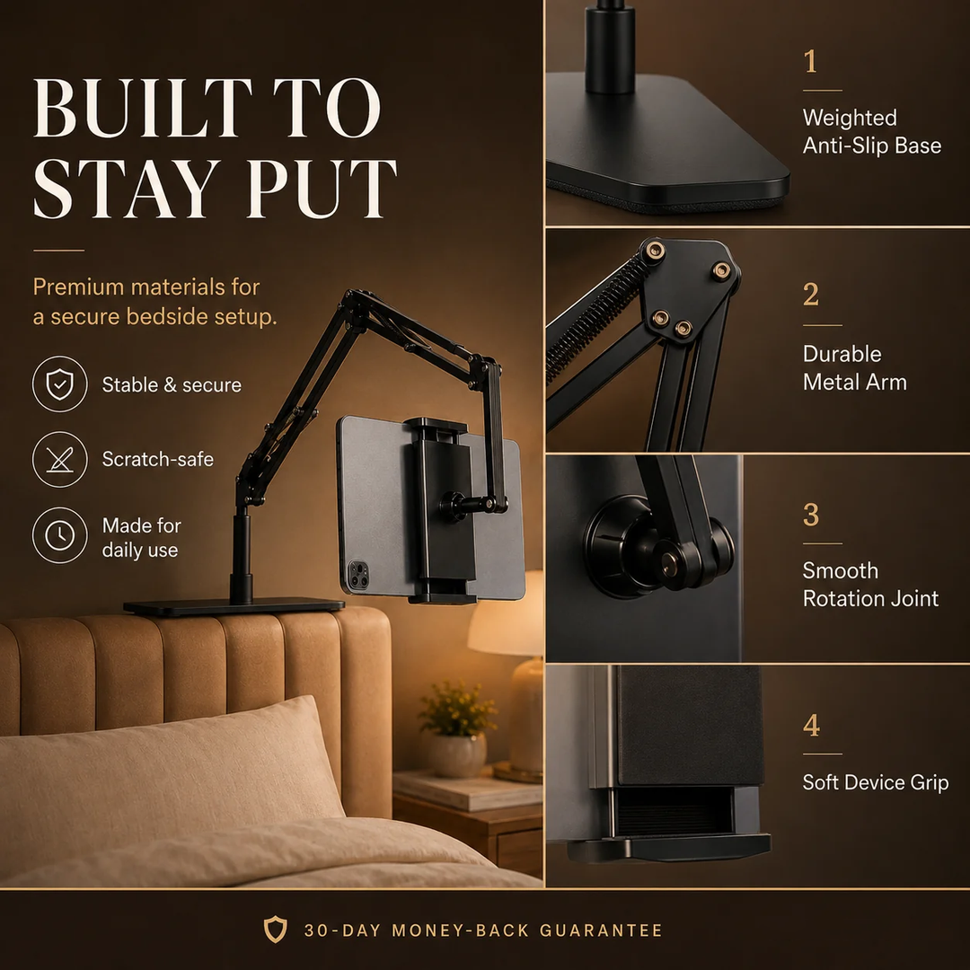 🔖 LIMITED-TIME 50% OFF! ⚡ Hidden Bedside Retractable Phone & Tablet Holder🛏️
