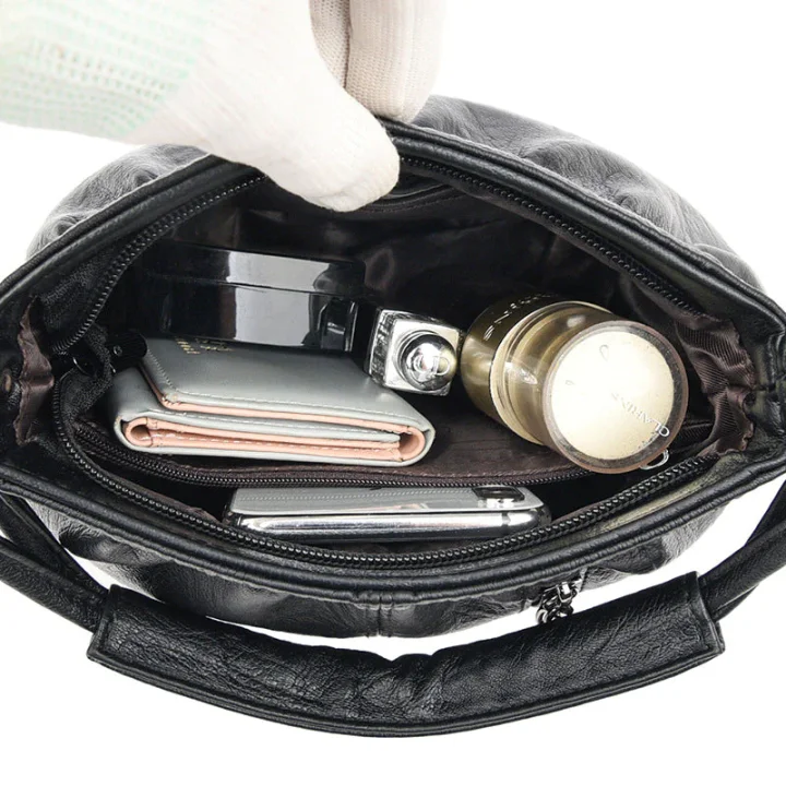 👜Pleated Bucket Leather Handbag – Soft Material, Adjustable Strap & Chic Casual Style ✨