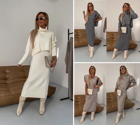 🎀Limited Sale 50% OFF🎀Midi Sweater Dress & Turtleneck Ensemble