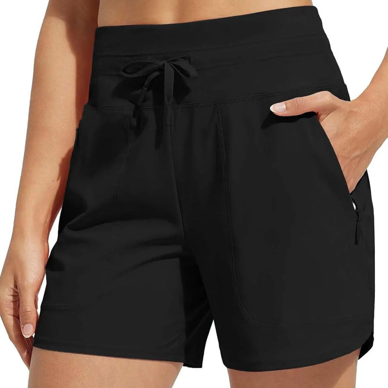 💎 50% OFF! 💎 Women's 5" High-Waisted Swim Board Shorts – Quick-Dry, UPF 50+, Zipper Pockets & Built-In Boxer Liner