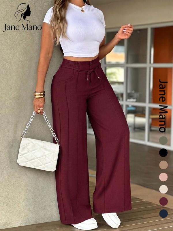 ⏳Last Day Sale Only ￡15.99!!👖💥Women's High-Waisted Straight Leg Trousers – Front seam & elastic back – Versatile, comfortable & perfect for office or casual wear ✨🌸
