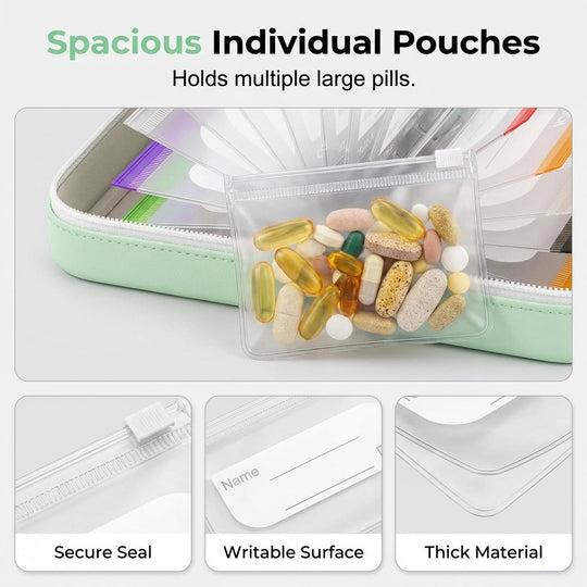 🥳2026 HOT SALE🥳💞50K+ SOLD!💊🧳 50% OFF! A8 Waterproof Pill Pouch Set – 14 colour‑coded pouches, waterproof & crush‑proof shell. Holds 7‑14 days of meds – perfect for travel & daily routines! 🗓️✨