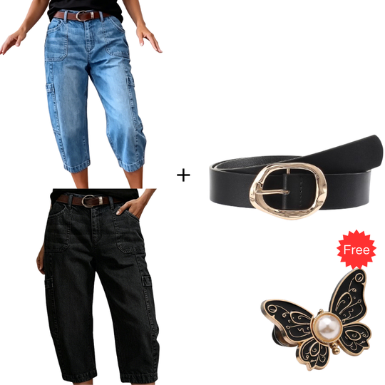 👖 LIMITED-TIME 50% OFF! &FERR SHIPPING✈️✨ Women's Casual Stretchy Cropped Denim Pants – Barrel Fit, Mid-Waist, Multi-Pockets 🌿