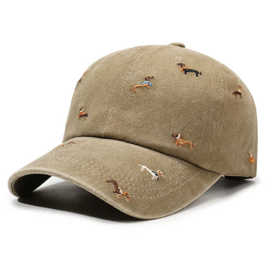 🧢 LIMITED-TIME 30% OFF! Retro Washed Cotton "Dachshund" Cap – Minimalist Multi-Embroidery Dad Hat