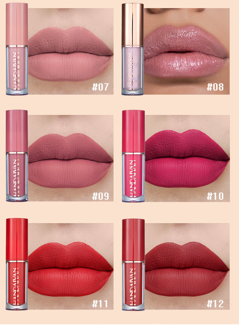 🎉Hot Sale🎉Long-Lasting Matte Lip Glaze Set – 6 Colors in One Box