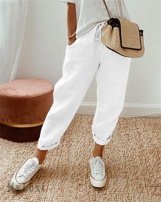 🎁 50% OFF !! 👖🌿 Casual Cotton and Linen Pants for Women – Breathable, High-Waisted & Ankle-Length Elegance ✨☀️