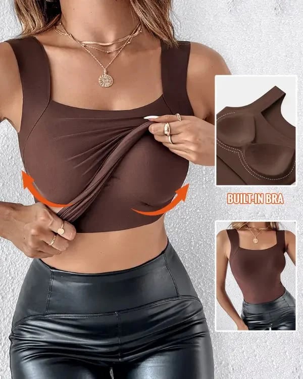 Women’s U-Neck Tank Tops with Built-In Bra