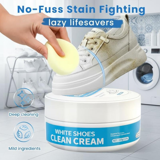🧼No-Wash Shoe & Leather Cleaner Cream - Stain Remover with Sponge