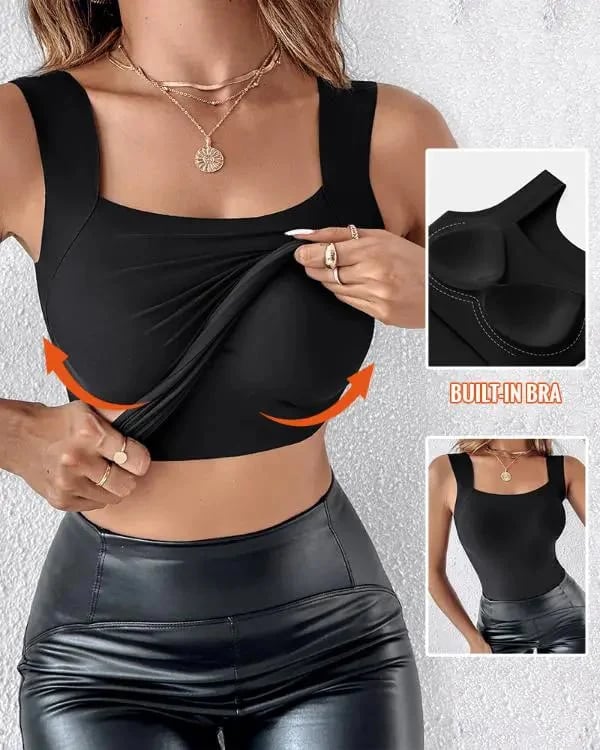 Women’s U-Neck Tank Tops with Built-In Bra