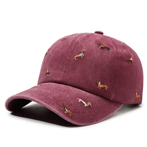 🧢 LIMITED-TIME 30% OFF! Retro Washed Cotton "Dachshund" Cap – Minimalist Multi-Embroidery Dad Hat