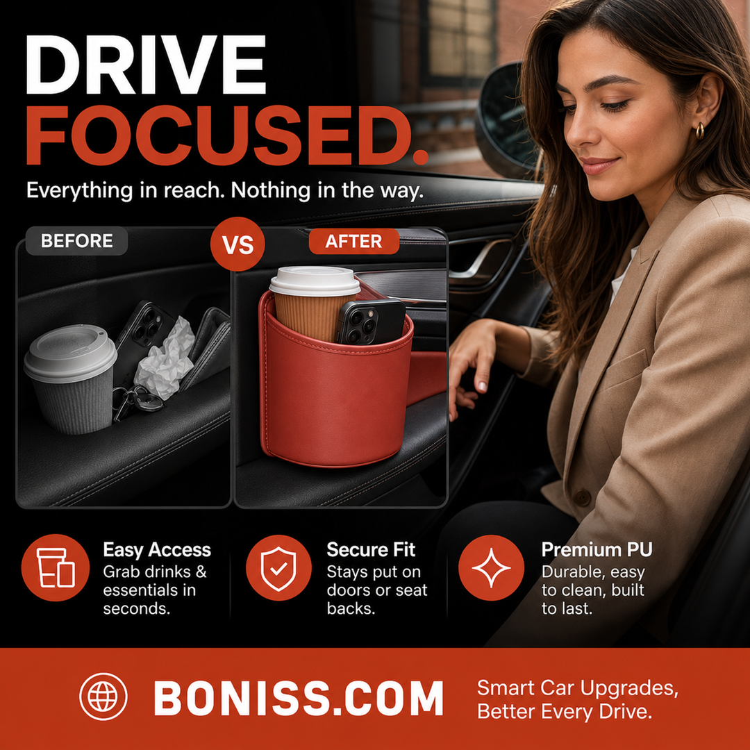 🥳2026 HOT SALE🥳💞50K+ SOLD!🚗🧺 30% OFF! Leather Car Door Cup Holder – Wide‑mouth opening, easy reach for drinks & phone. Clip‑on secure fit. PU leather, tough & stylish. 🛡️✨