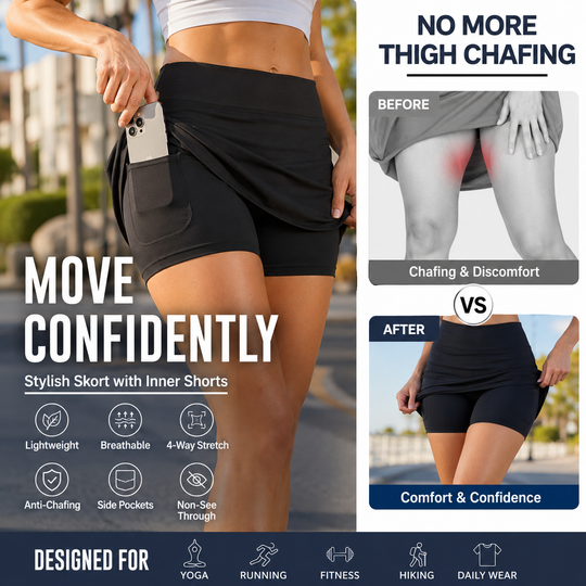 💥 Last Day! Special Sale – Only £11.99 👚Anti-Chafing Active Skort – Super soft and comfortable🔥