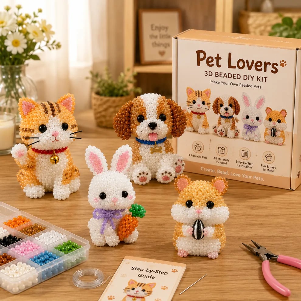 🏆Limited Time Sale 50% OFF🧵✨Petite 3D Beaded Animal Craft Kit