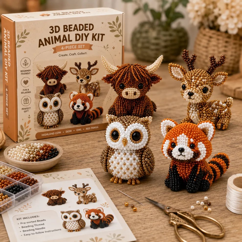🏆Limited Time Sale 50% OFF🧵✨Petite 3D Beaded Animal Craft Kit