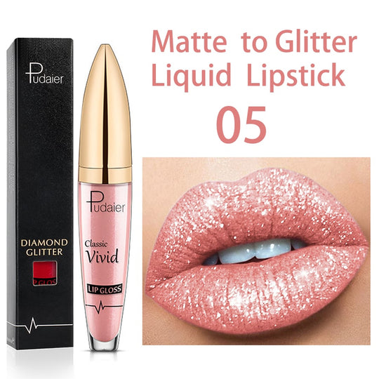 🔥Nieuwjaarsuitverkoop 49% KORTING - Diamond Lip Gloss Matte To Glitter Liquid Lipstick🎁Koop 3, betaal 2