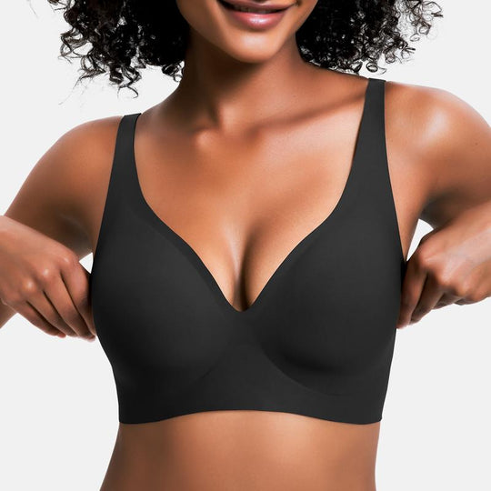 🌷Jelly Wireless Womens Comfortable Wireless Bras Push Up Bralettes Seamless Tshirts Bras Deep V Everyday Bras