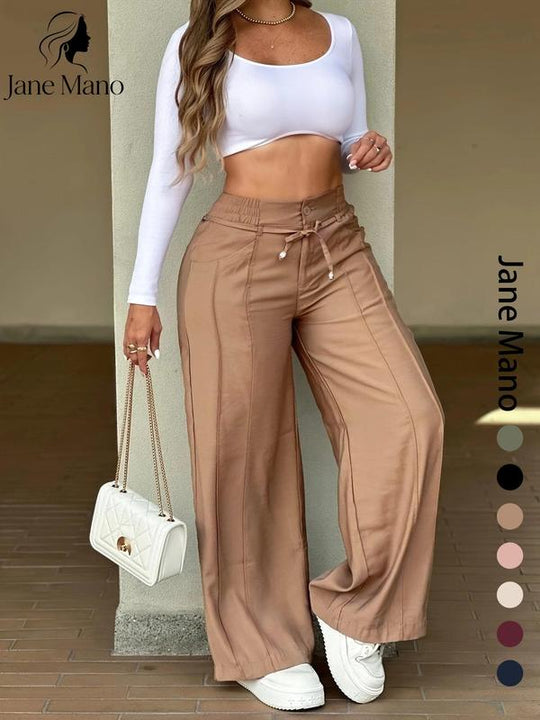 ⏳Last Day Sale Only ￡15.99!!👖💥Women's High-Waisted Straight Leg Trousers – Front seam & elastic back – Versatile, comfortable & perfect for office or casual wear ✨🌸