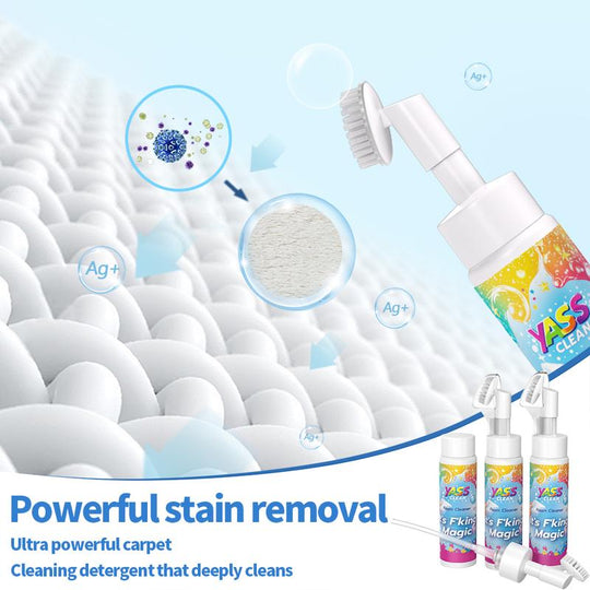 💖LAST DAY BUY 2 GET 1 FREE!!💖Yass Clean Magic Foam Cleaner for Carpets & Upholstery – Pet Stain & Odour Remover with Cleaning Brush🧼🪄