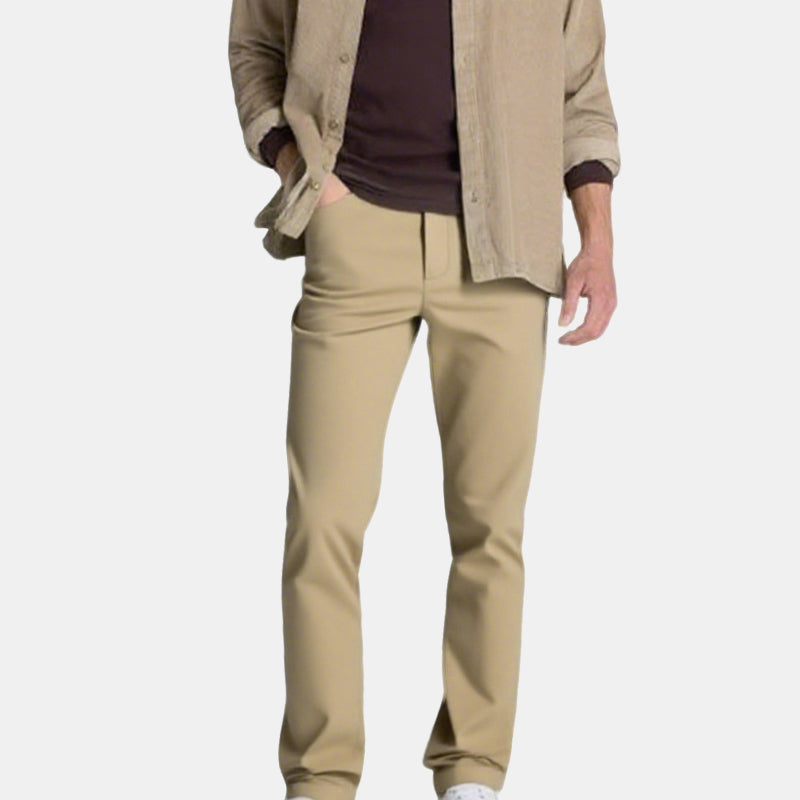 👖Pantalóns de cor sólida axustados e informales para homes con cinto