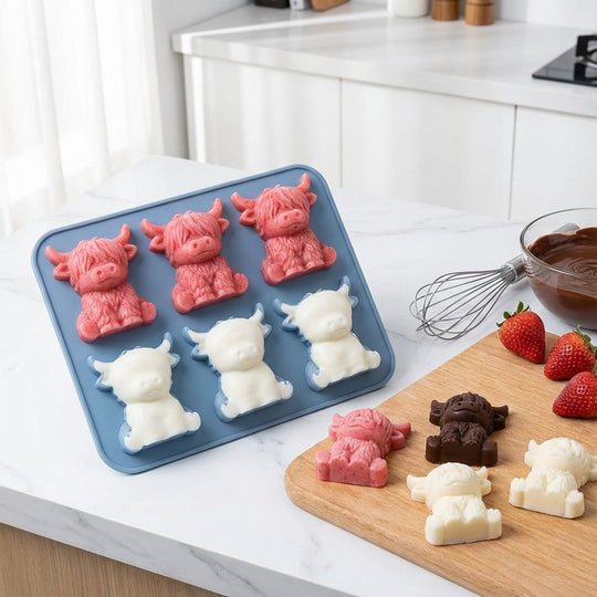 🎁💥PRIX SPÉCIAL DERNIER JOUR !🐮 Moule à glaçons Mini Vache des Highlands – Glaçons 3D mignons pour boissons et fêtes &  Cadeaux