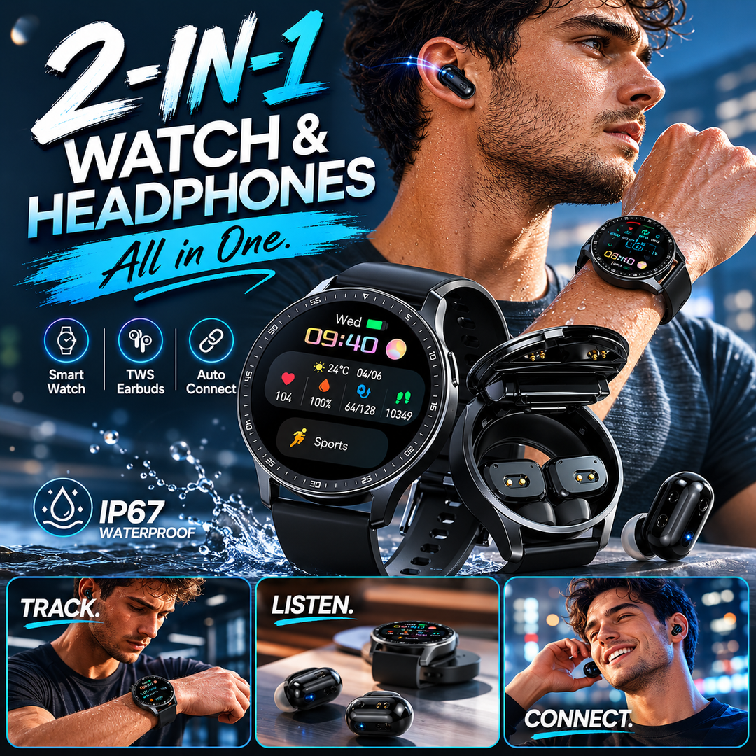 ⌚ 49% OFF NOW! 🎧 2-in-1 Smartwatch with Wireless Earbuds – Music, Calls & Fitness All in One 📱
