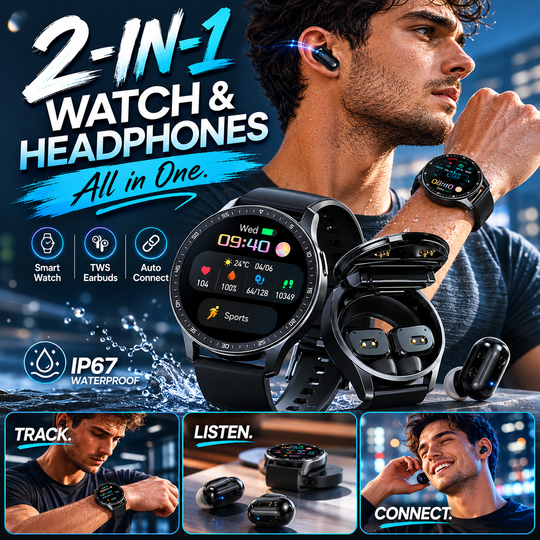 ⌚ 49% OFF NOW! 🎧 2-in-1 Smartwatch with Wireless Earbuds – Music, Calls & Fitness All in One 📱