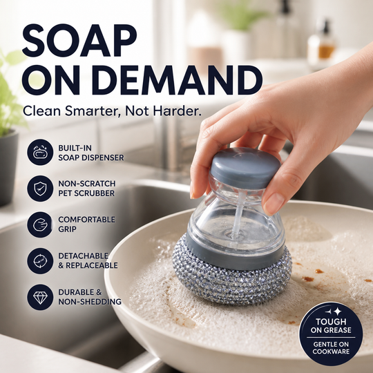 🥳HOT SALE🥳💞10K+ SOLD! Scrub Grease Instantly! No-Scratch Built-In Soap Dish Brush