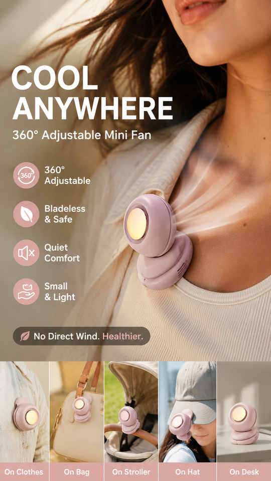 ⏳Summer Hot Sale: ONLY ￡12.99!!💞50K+ SOLD!💨2-in-1 Wearable Fan – Instantly Cools You by Up to 10°C | 24H Quiet Hands-Free Airflow🌀🌿