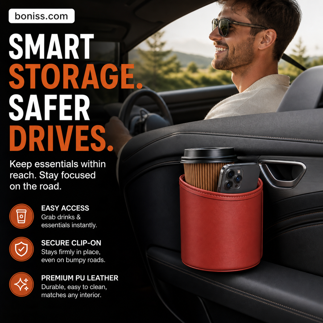 🥳2026 HOT SALE🥳💞50K+ SOLD!🚗🧺 30% OFF! Leather Car Door Cup Holder – Wide‑mouth opening, easy reach for drinks & phone. Clip‑on secure fit. PU leather, tough & stylish. 🛡️✨