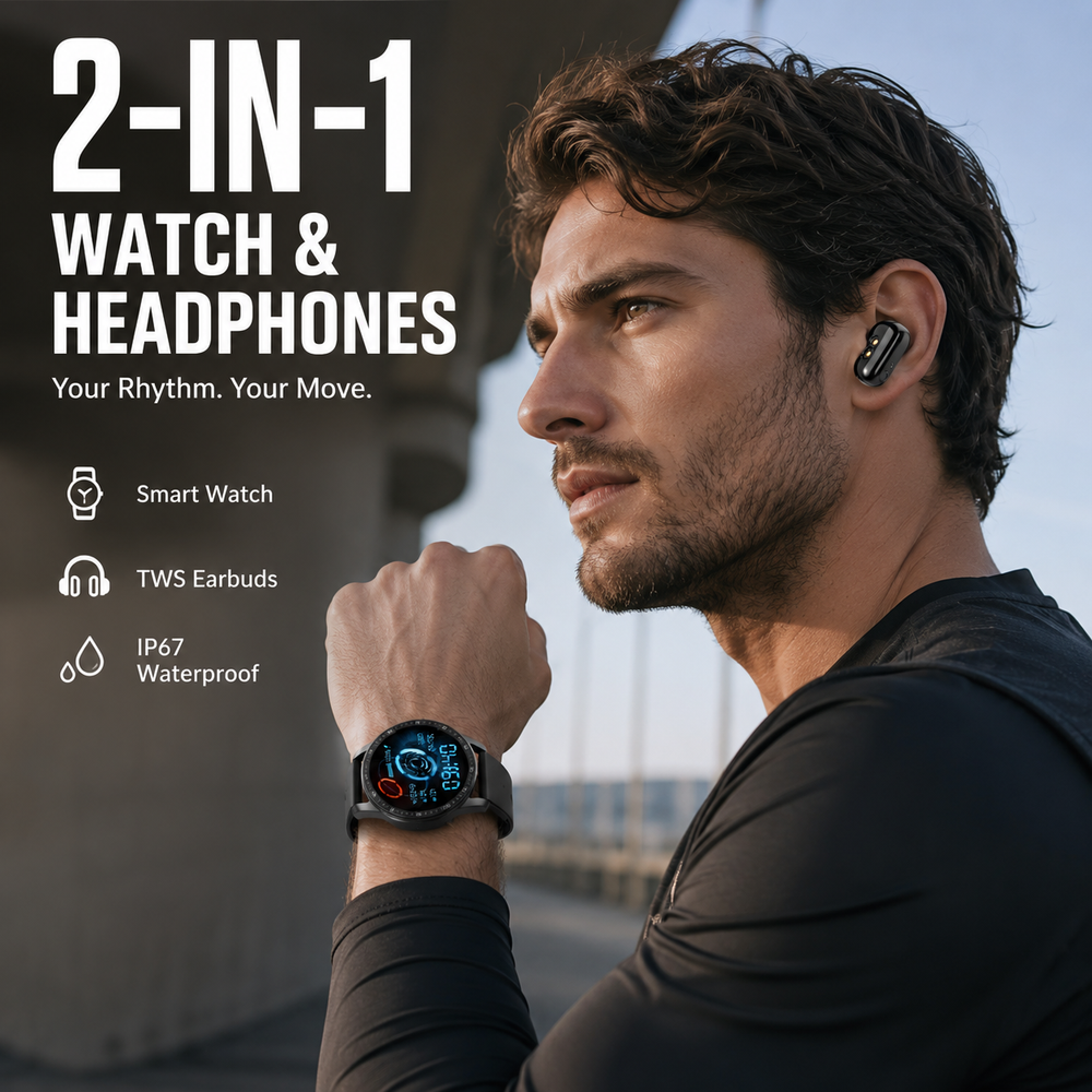 ⌚ 49% OFF NOW! 🎧 2-in-1 Smartwatch with Wireless Earbuds – Music, Calls & Fitness All in One 📱