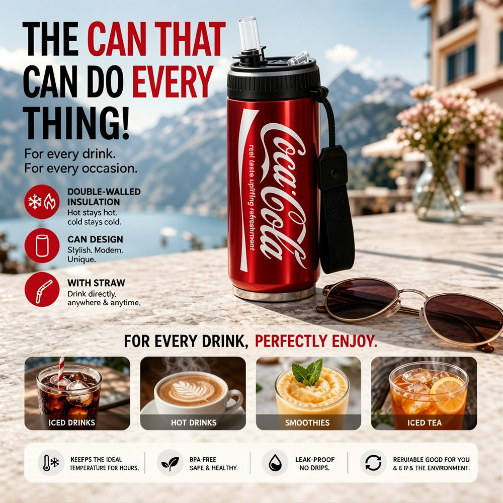 🔥SUMMER HOT SALE £9.99!!💥50K+ SOLD!🥤Double-Layer Stainless Steel Cola Can-Shaped Insulated Cup