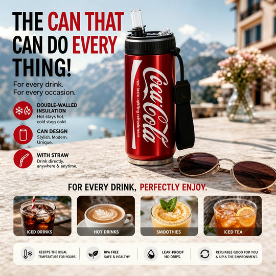 🔥SUMMER HOT SALE £9.99!!💥50K+ SOLD!🥤Double-Layer Stainless Steel Cola Can-Shaped Insulated Cup