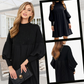 💕 Women's Plus Size Lantern Sleeve Stand Collar Dress