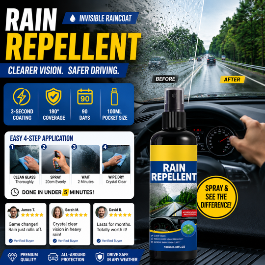 🏆 Last Day Special Price £9.99 ! 🔥Buy 2 Get 1 Free🎁Crystal Clear Windshield Rain Repellent Spray