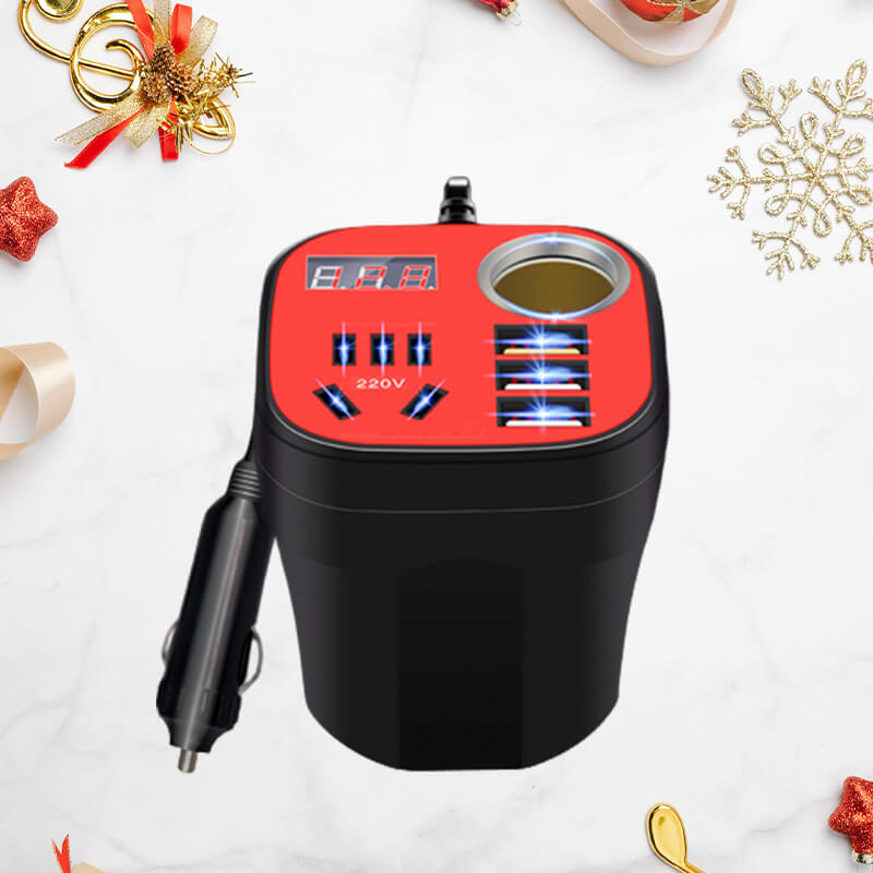 🚗Car mounted cup type inverter converter QC charger（50%）🔥