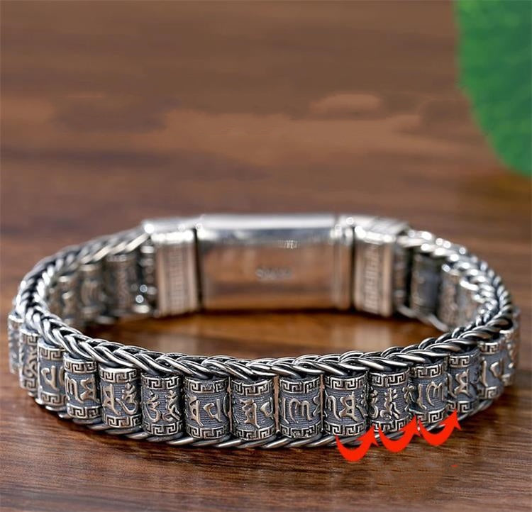 🥳2026 HOT SALE🥳💞50K+ SOLD!✨ 💝Tibetan Prayer Wheel Bracelet – 925 Sterling Silver, Lucky Charm & Valentine's Day Gift