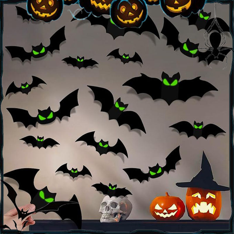Halloween 3D Bat Decor Stickers Set