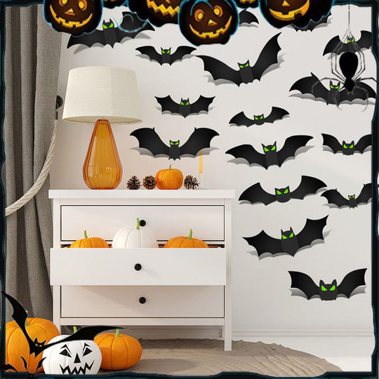 Halloween 3D Bat Decor Stickers Set