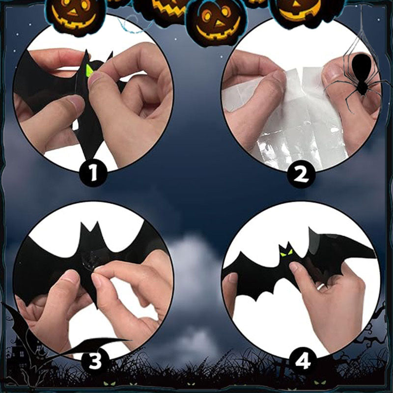 Halloween 3D Bat Decor Stickers Set