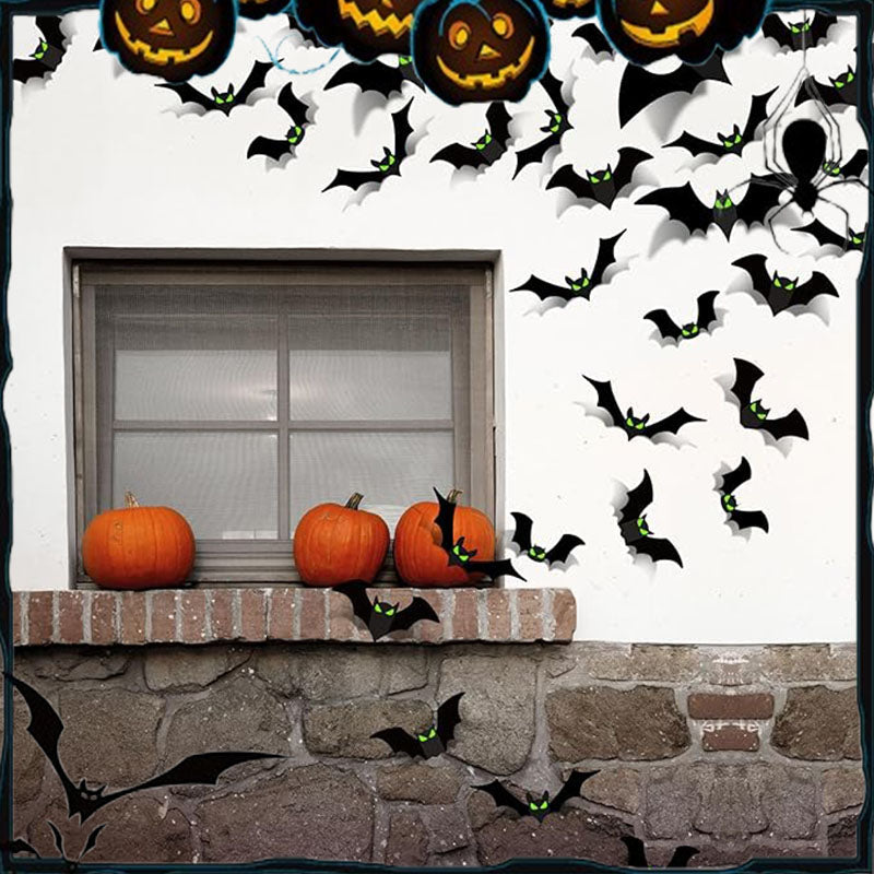 Halloween 3D Bat Decor Stickers Set