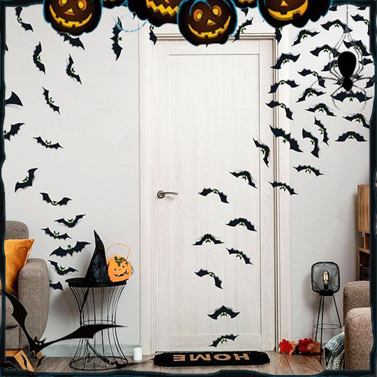 Halloween 3D Bat Decor Stickers Set