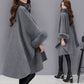 💖Best Gift💖  Elegant Solid Color Faux Fur Collar Loose Poncho Coat⏳Limited-time 65% off⏰