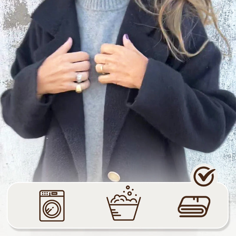 Långärmad Tweed Lapel Coat för kvinnor