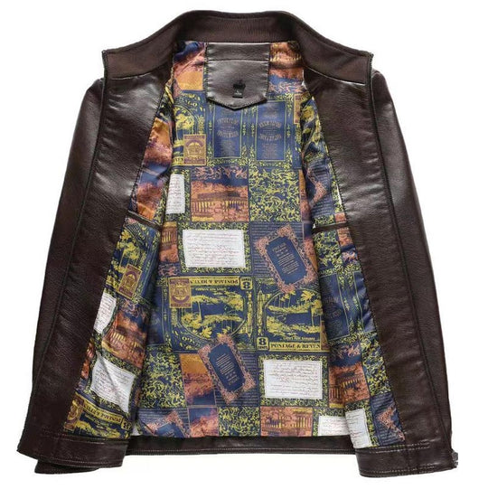 ❄️Speisialtachtaí Geimhridh❄️ Seaicéad Leathair Líneáilte Bog Te na bhFear