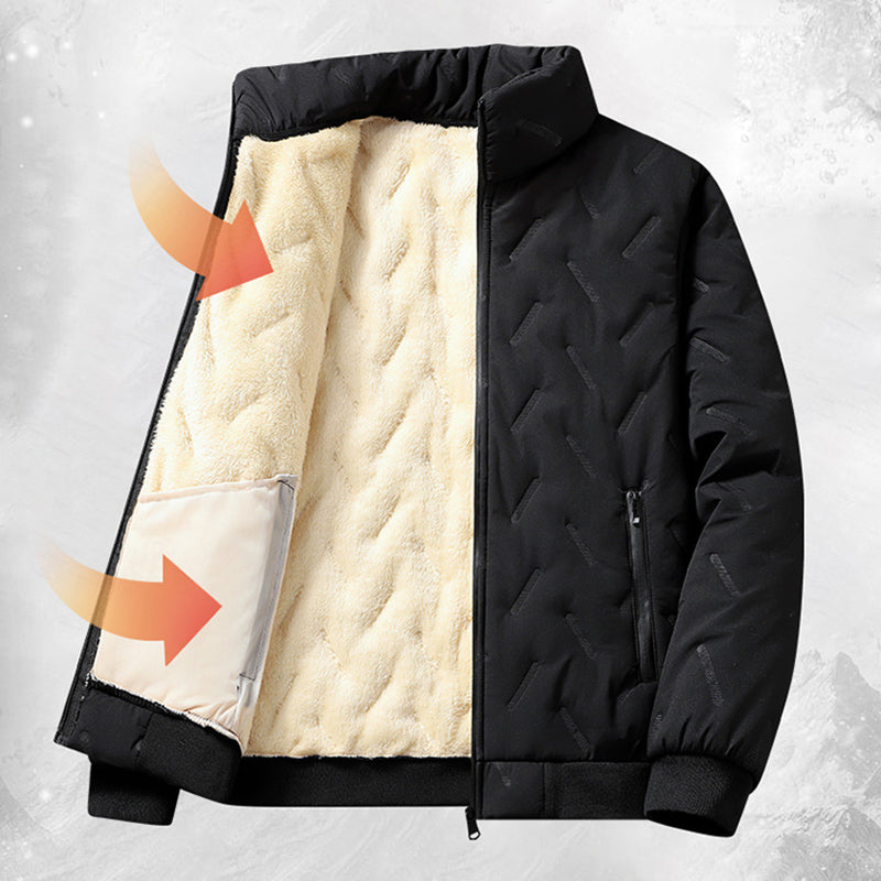 Men's quilted winter jacket with fleece lining