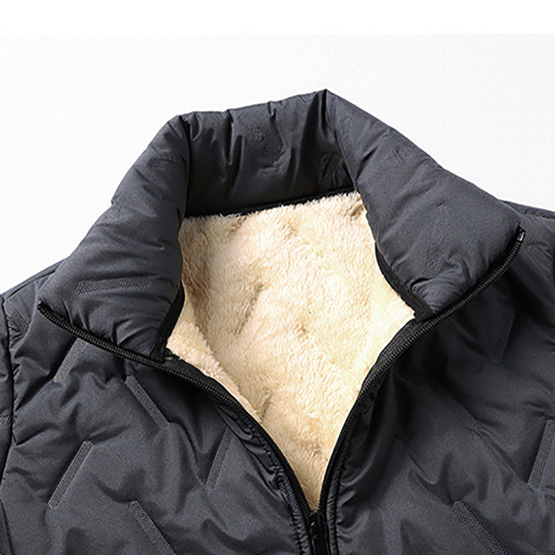 Men's quilted winter jacket with fleece lining