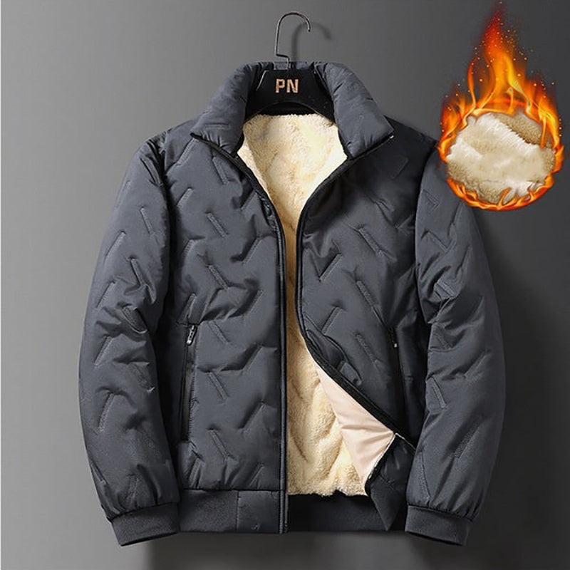Men's quilted winter jacket with fleece lining