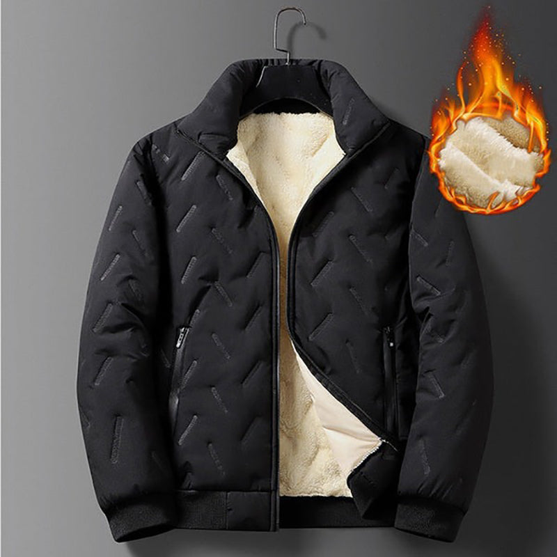 Men's quilted winter jacket with fleece lining